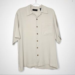 BARACUTA Mens Cream Short sleeve Silk Shirt Medium